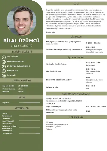 Kuaför Cv Örnekleri cv indir